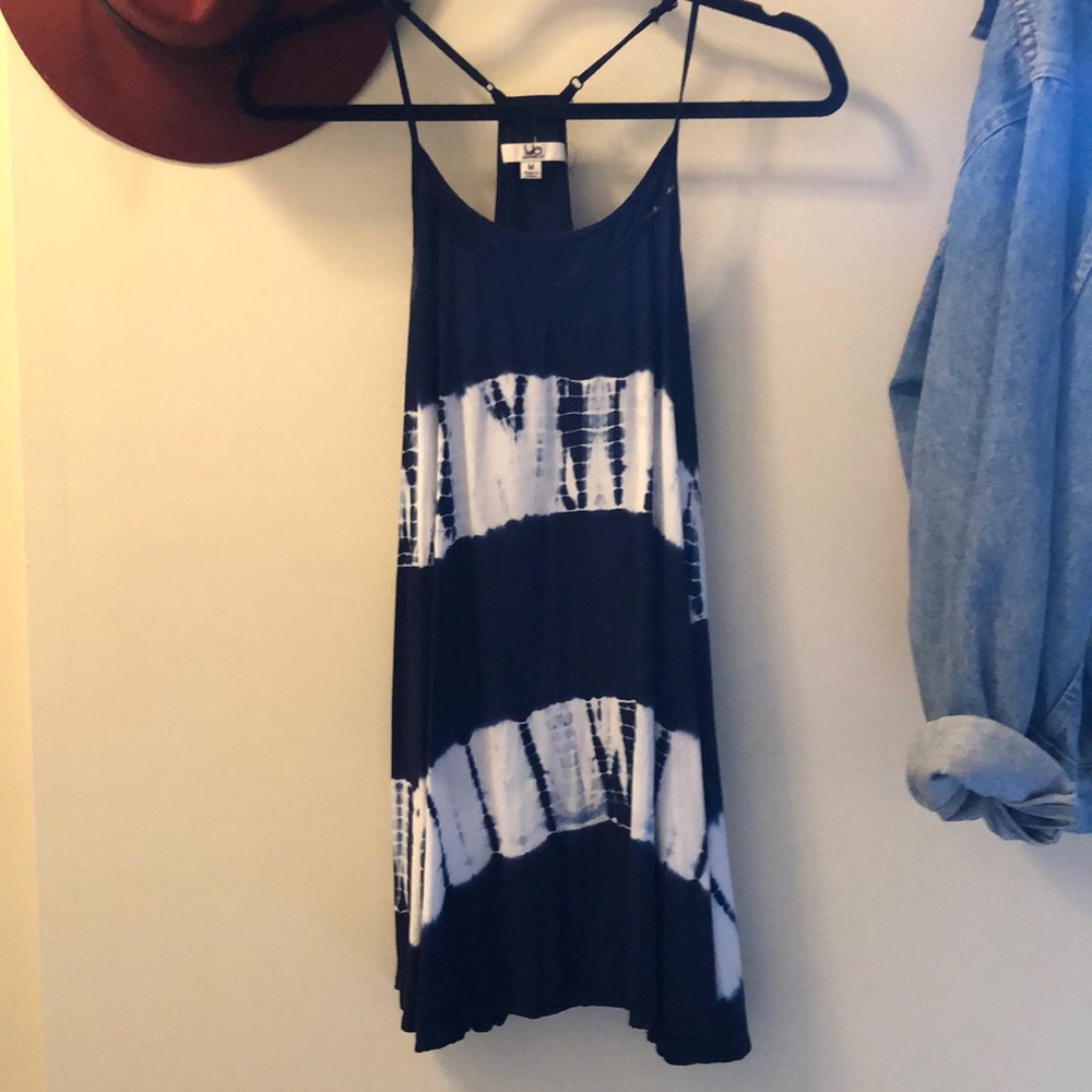 Tie dyed white and blue tank